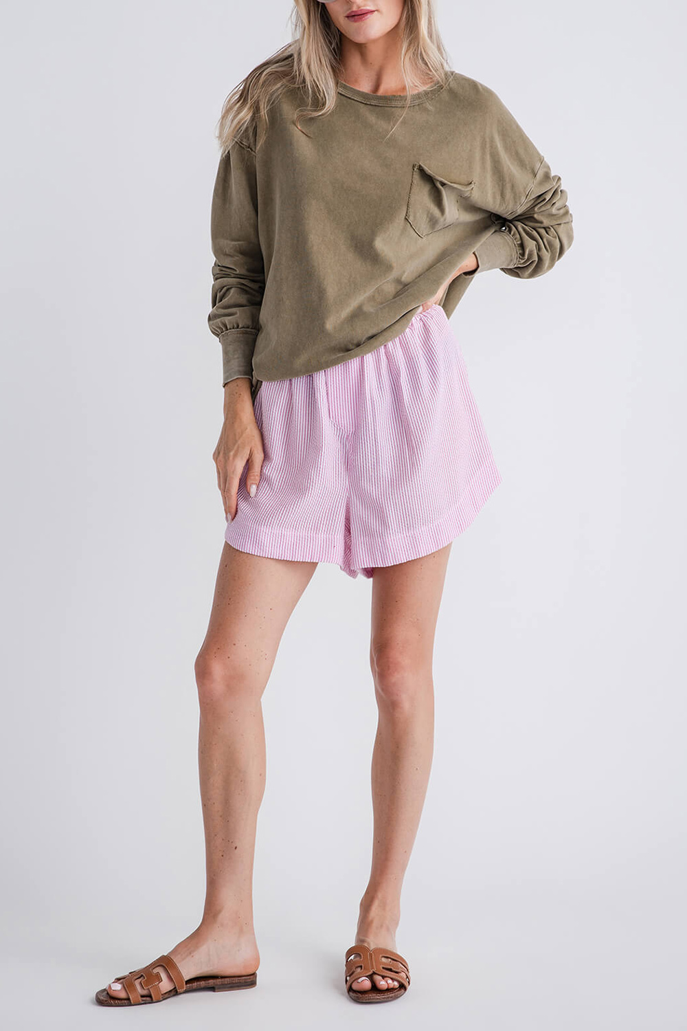 Free People Fade Into You Tee - military olive