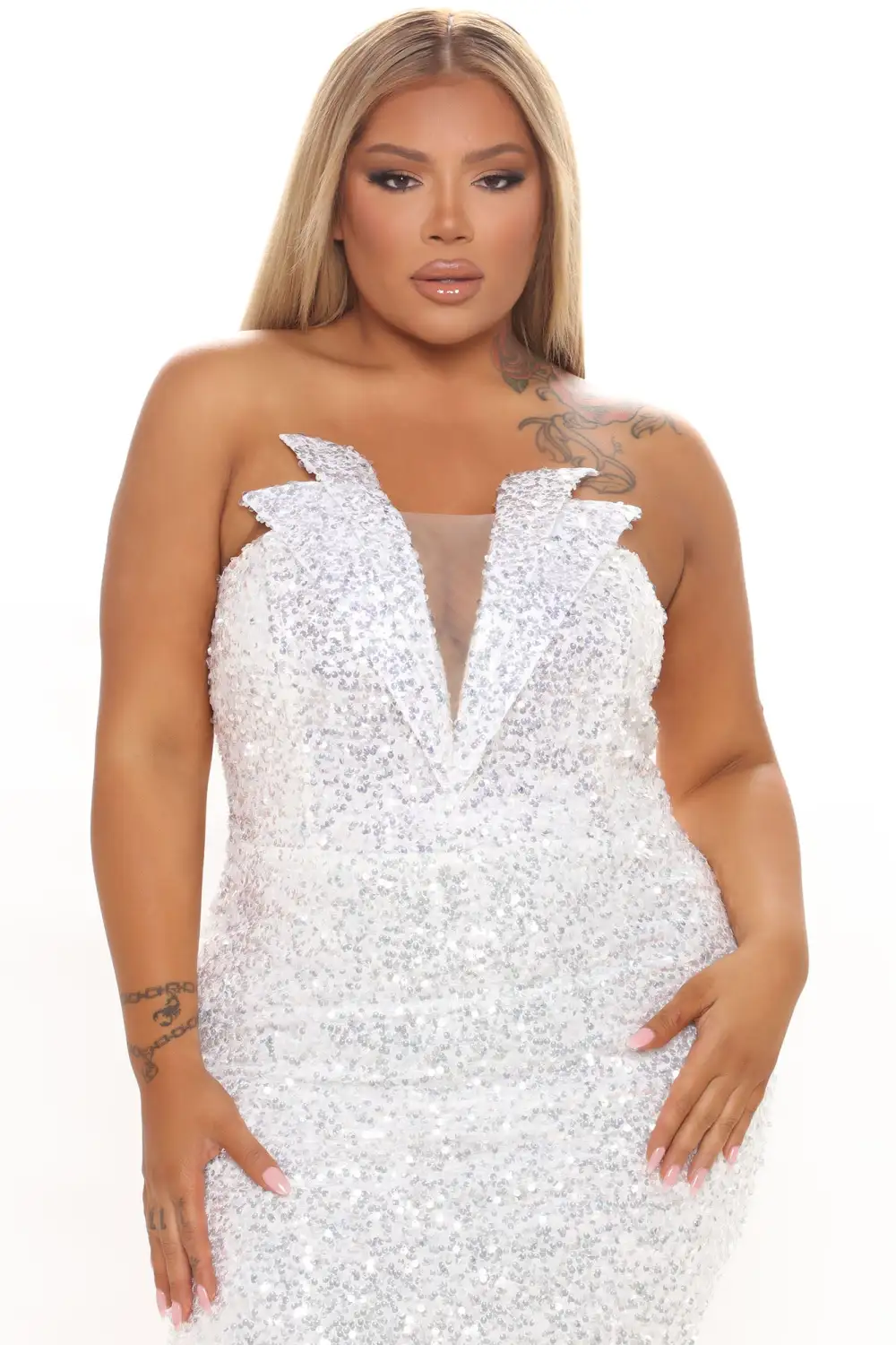 Bring The Drama Sequin Midi Dress - Silver