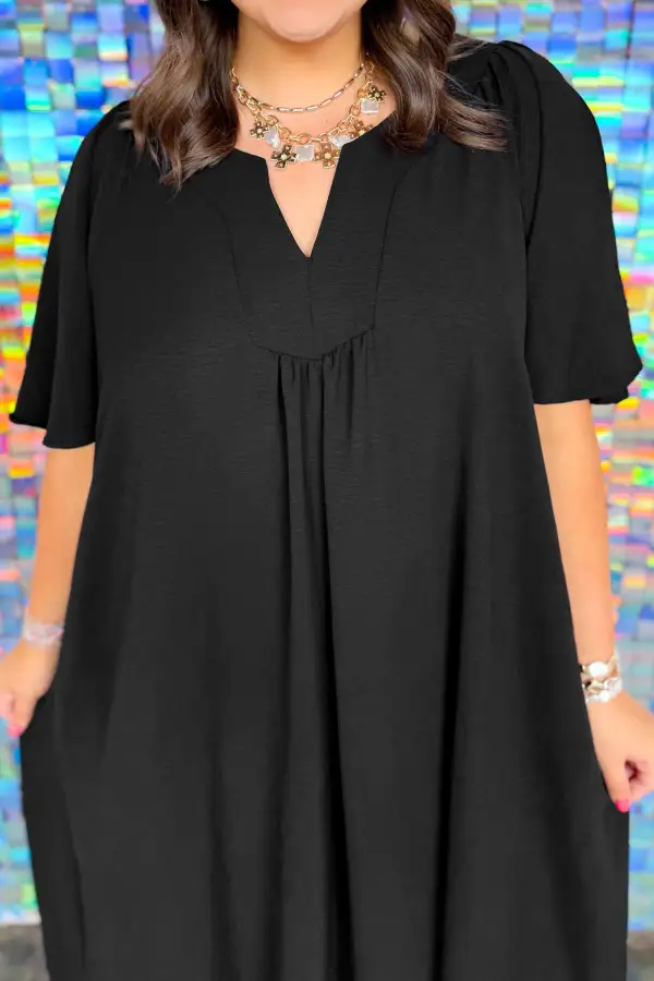 Split Neck Short Sleeve Dress Casual