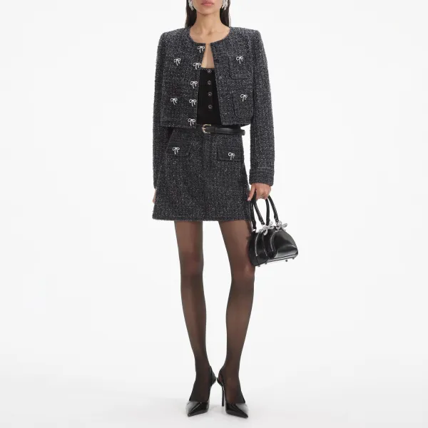 Black Textured Denim Jacket