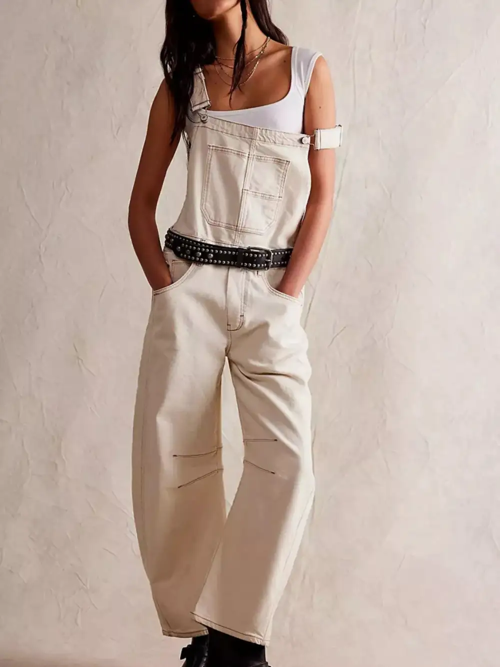 Soft Denim Wide Leg Overalls