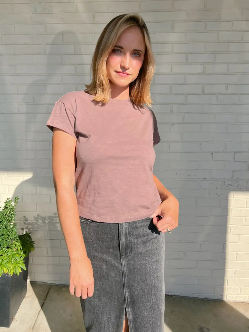 Modern Slub Short Sleeve Tee - Deep Taupe