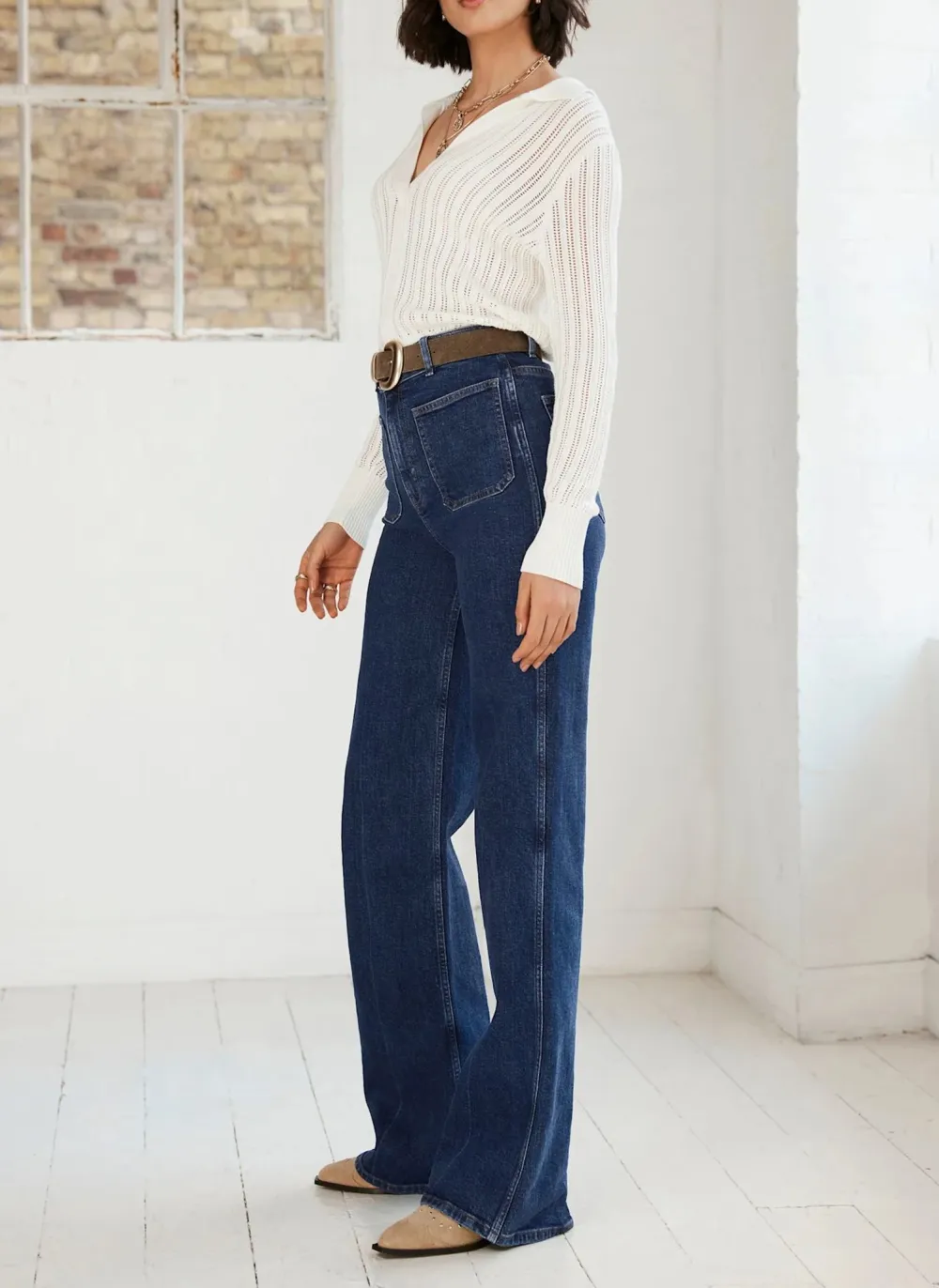 Casual Style Relaxed Straight Patch Pocket Jeans