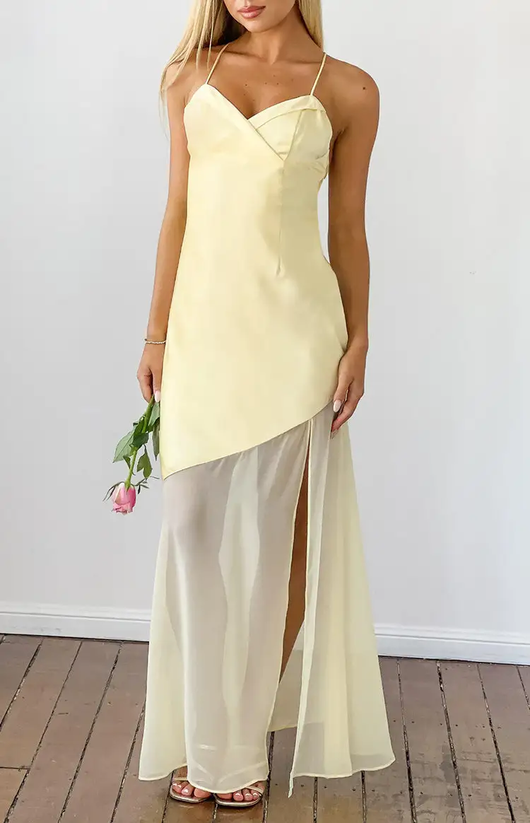 Satin Strapless Flowy Scarf Maxi Dress