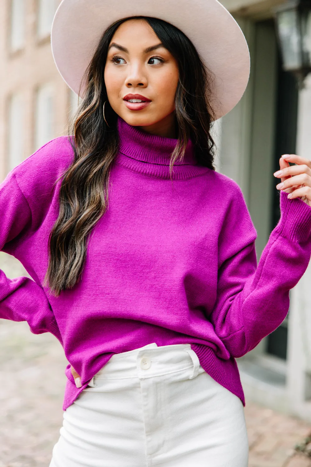 Feeling Your Best Orchid Purple Turtleneck Sweater