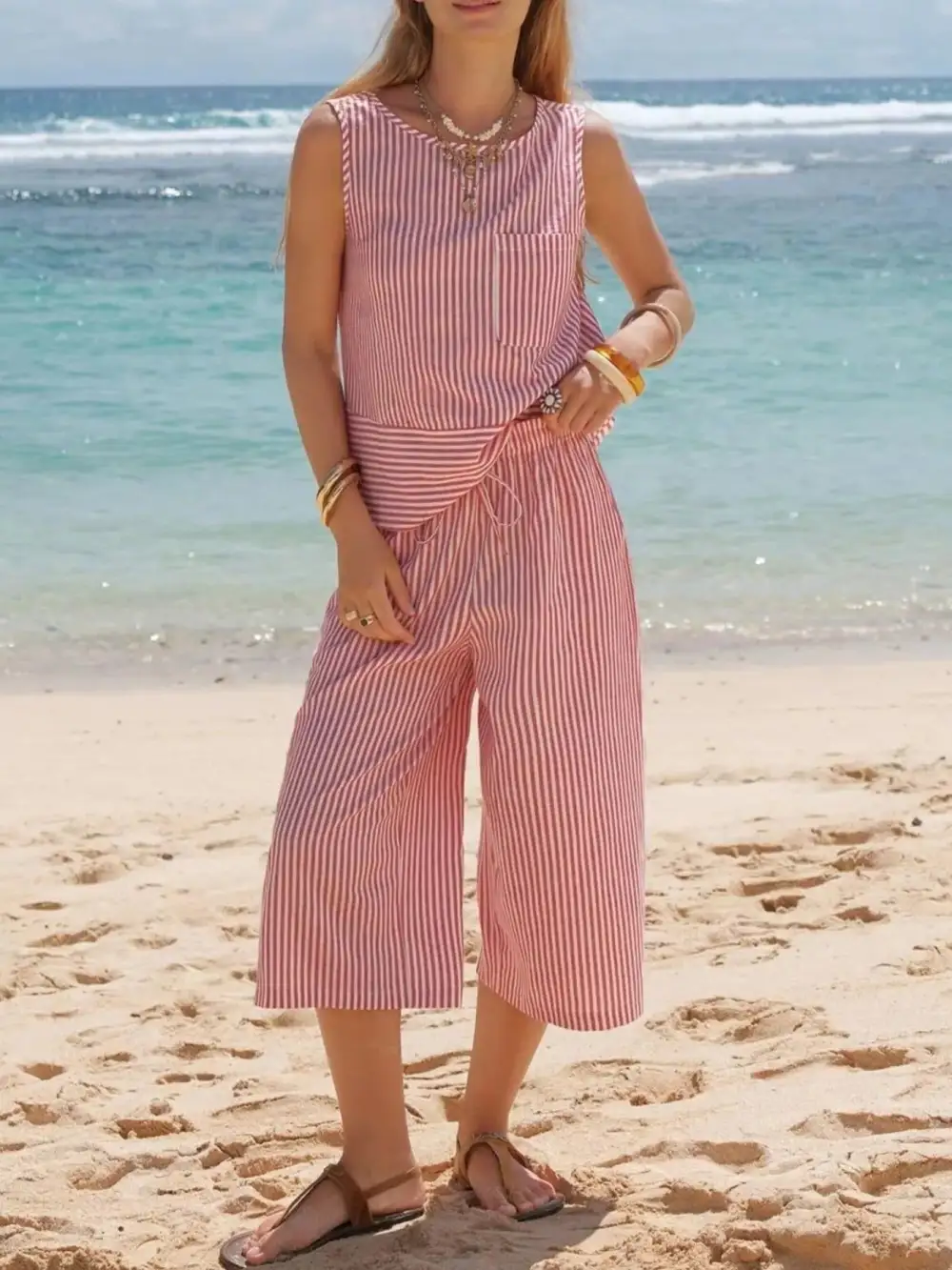 Everyday Striped Sleeveless Set