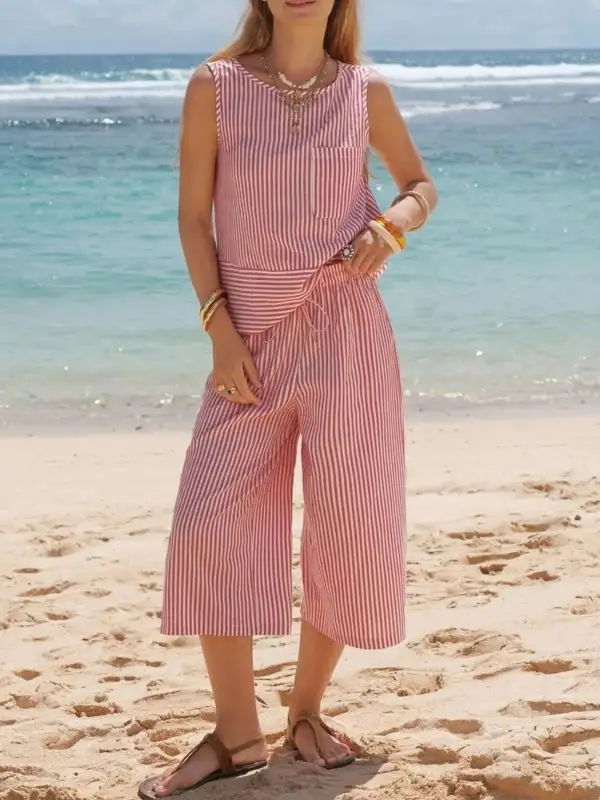 Everyday Striped Sleeveless Set