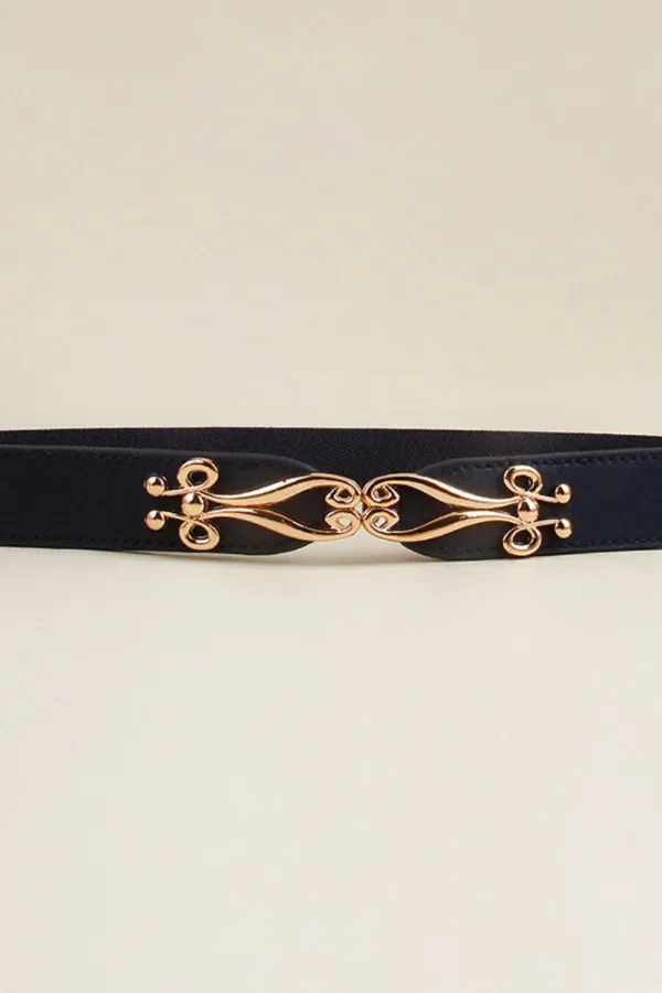Polished Buckle Stretch Belt