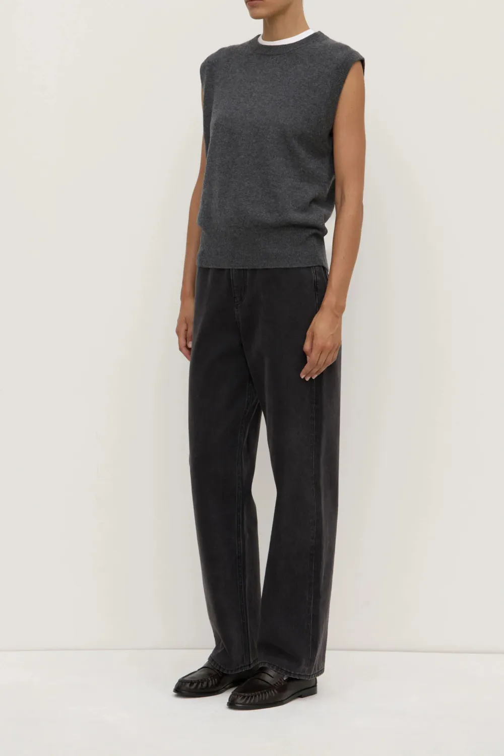 Pure Cashmere Ribbed Round Neck Women's Vest