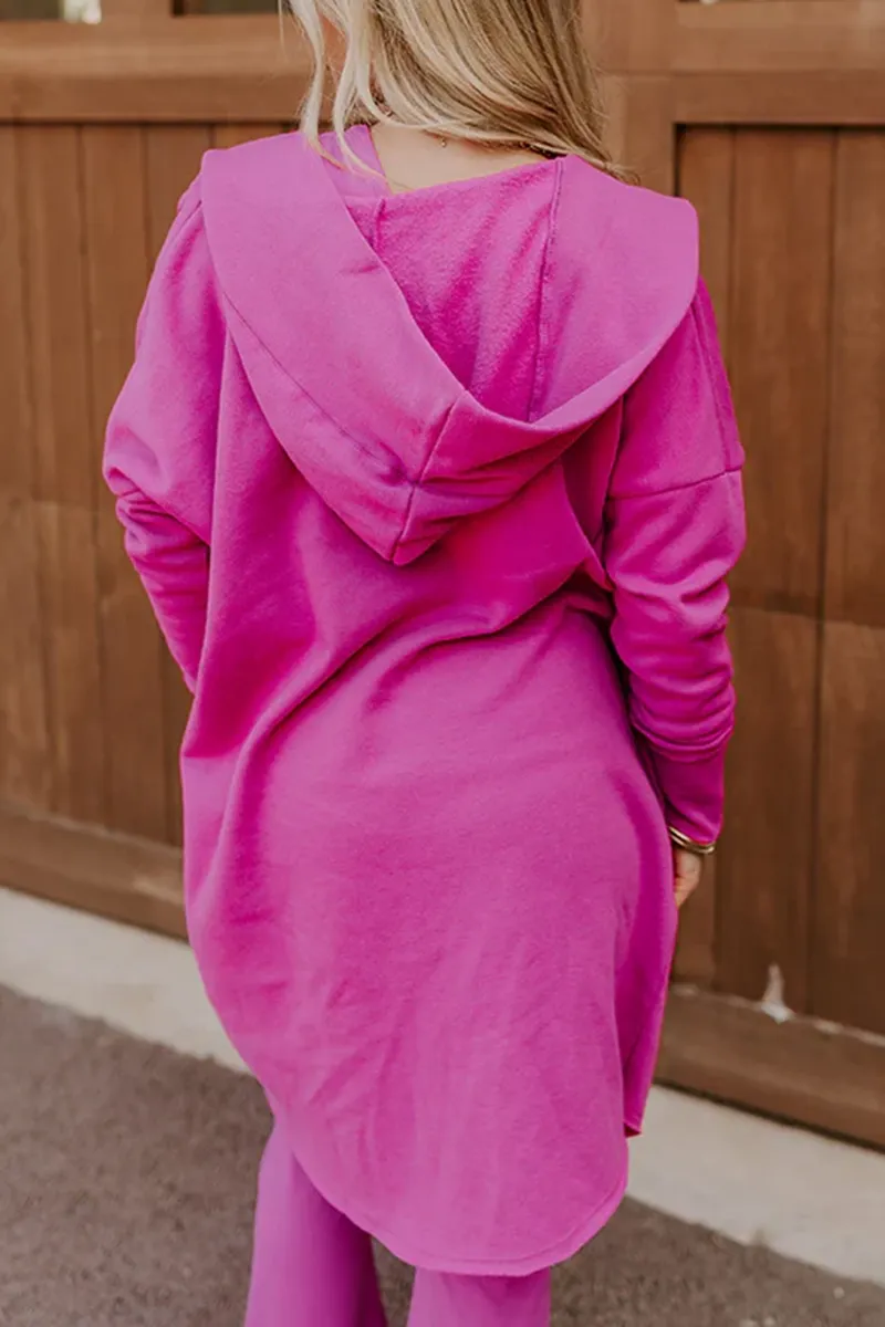 Casual Long-Sleeved Loose Ribbed Hooded Jacket