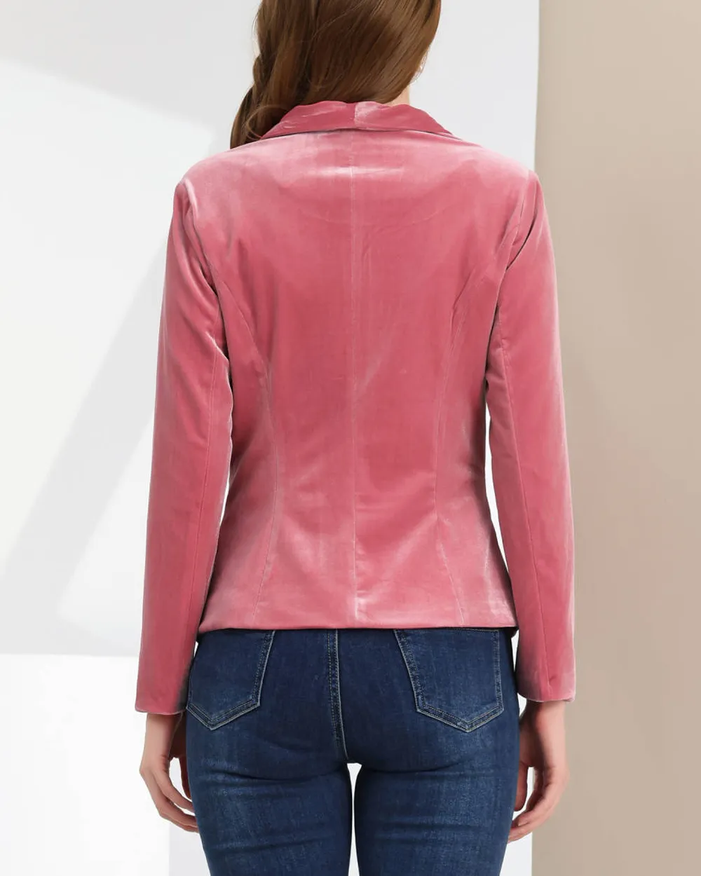 Shawl Collar One Button Velvet Blazer