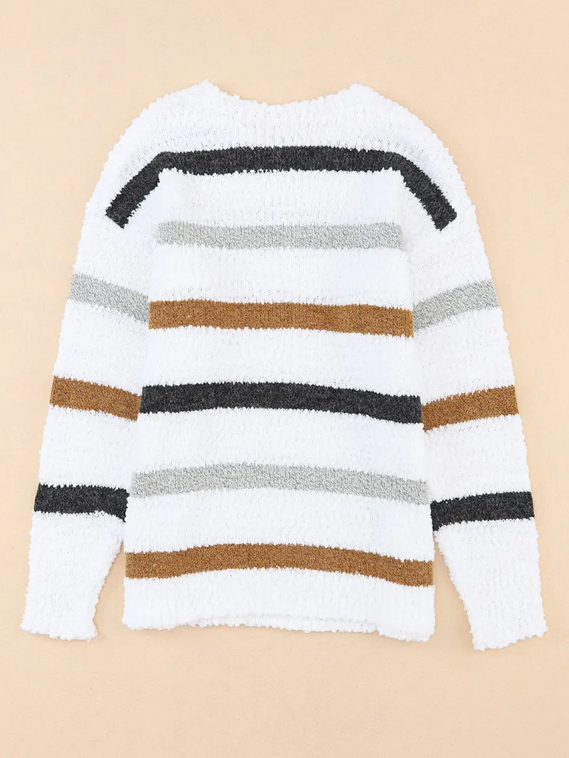 Striped Popcorn Knit Sweater