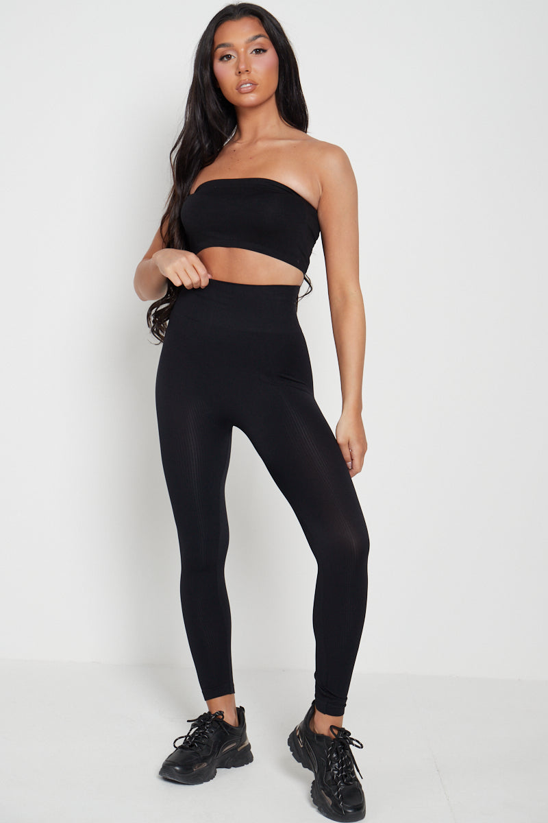 High Waist Ribbed Leggings - Della