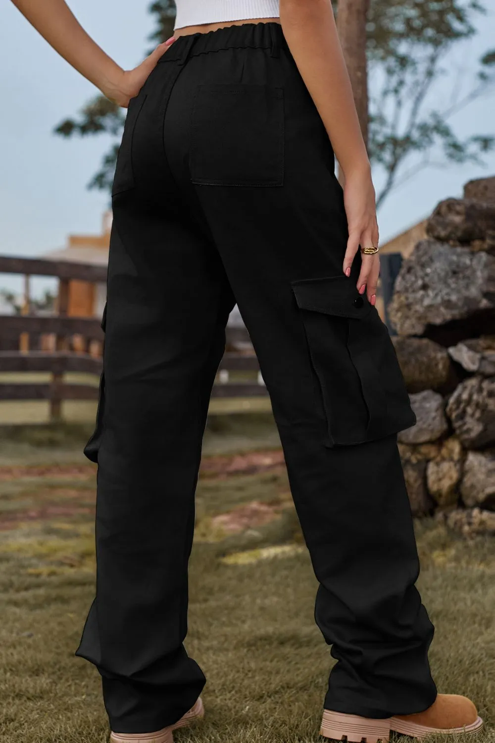 Loose Fit Long Jeans With Pocket