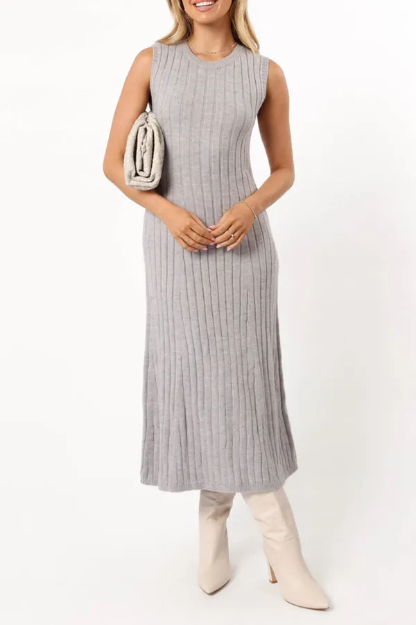 KELLIE KNIT MIDI DRESS - GREY