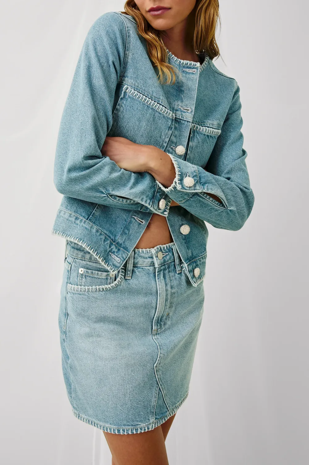 High-Waisted Figure-Hugging Mini A-Line Skirt
