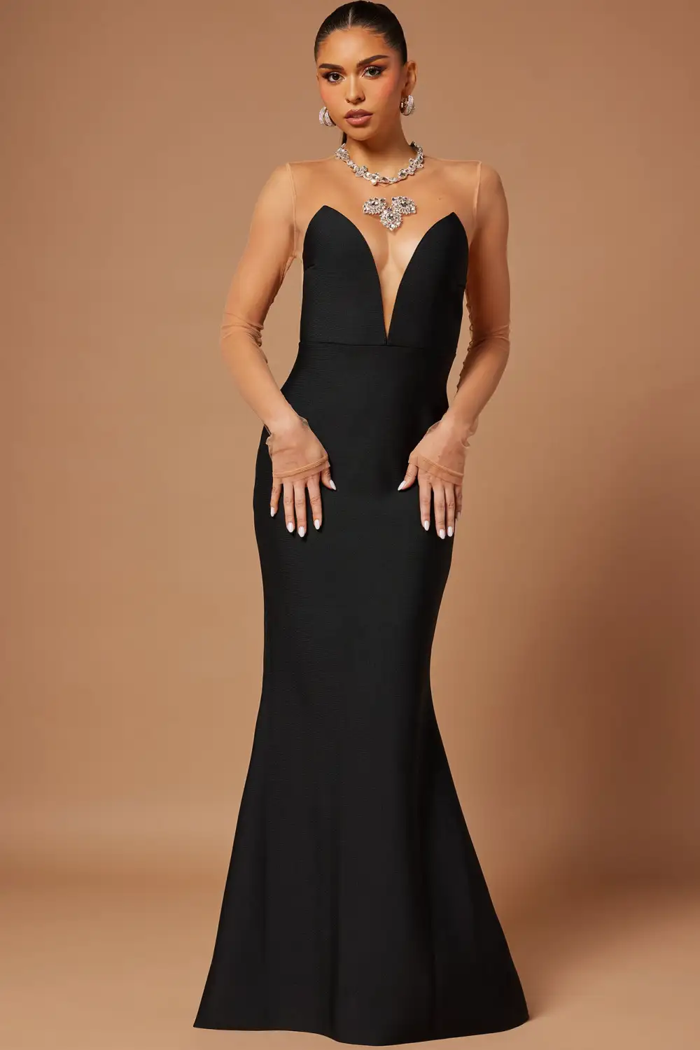 Camryn Bandage Gown - Black