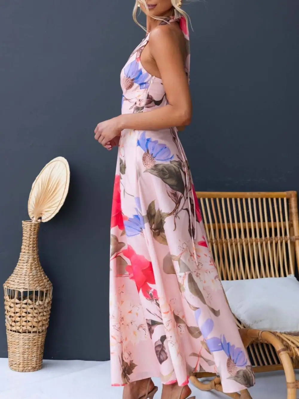 Clean Line Floral Printed Maxi Dress
