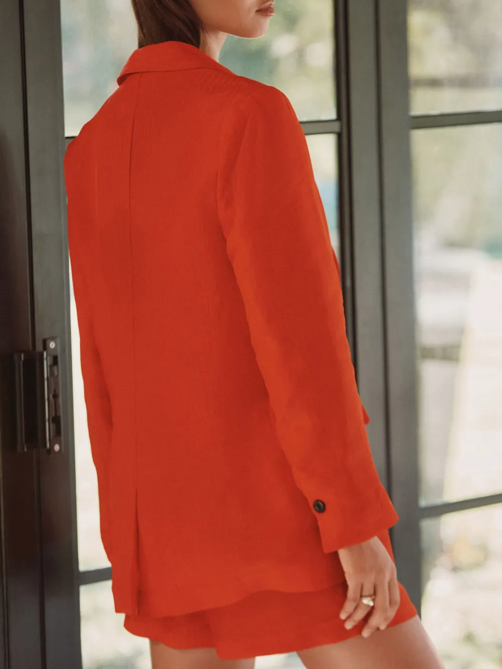 Red Wave Pattern Lightweight Loose Blazer