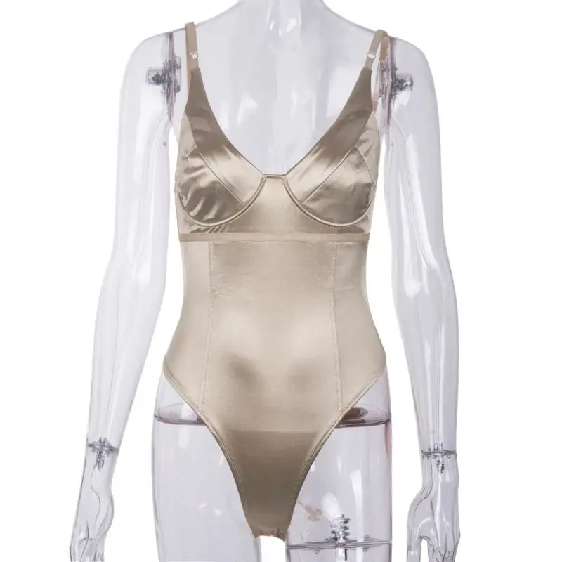 Satin Underwire Bodysuit with High-Cut Design