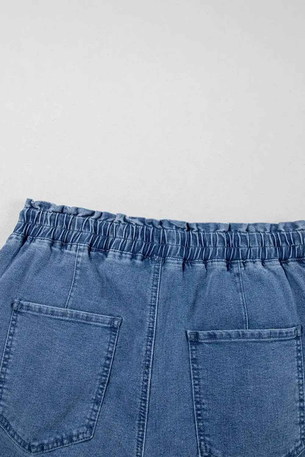 High Waist Drawstring Denim Shorts With Pockets