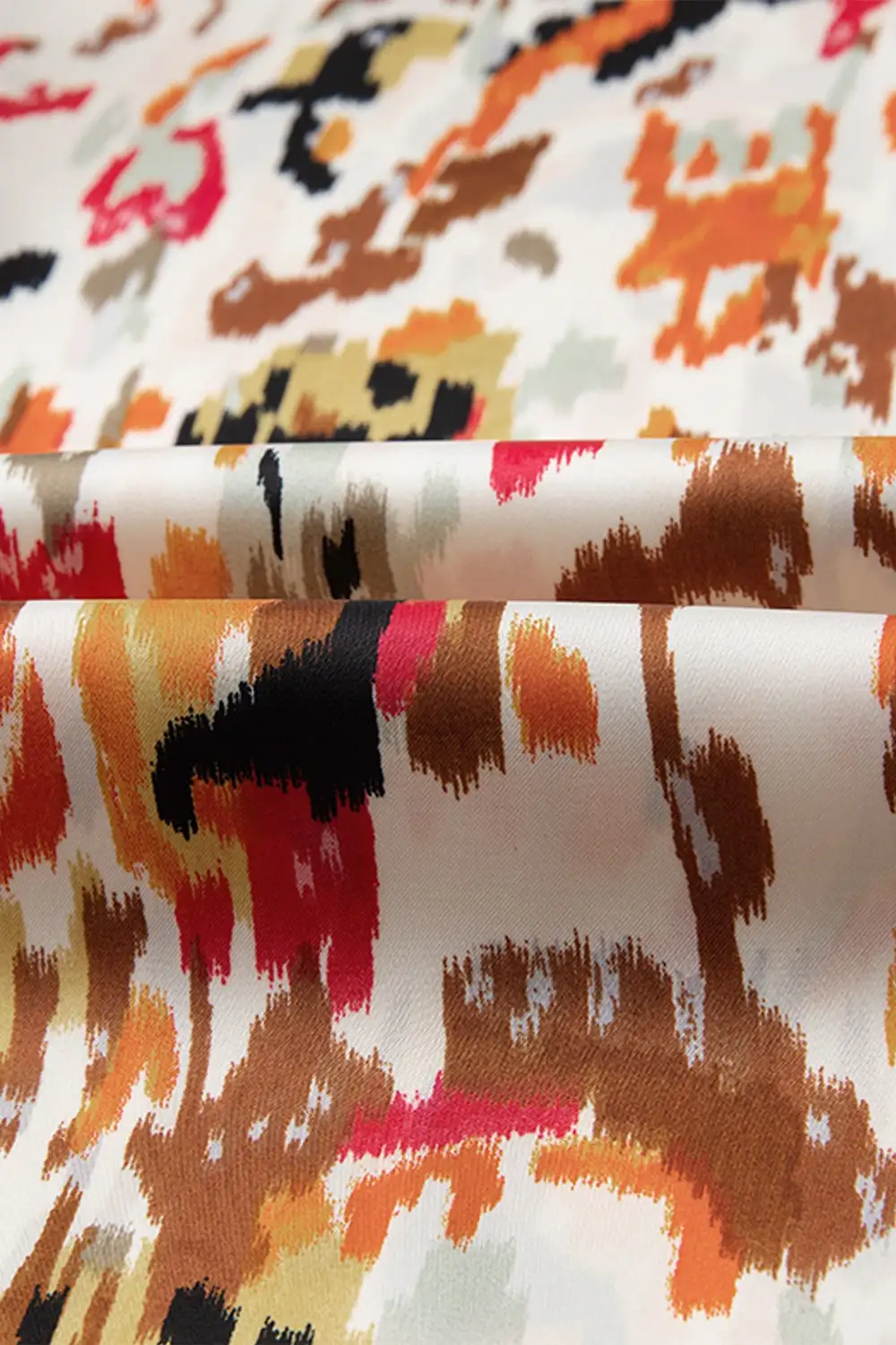 Abstract Print Ruffle Blouse