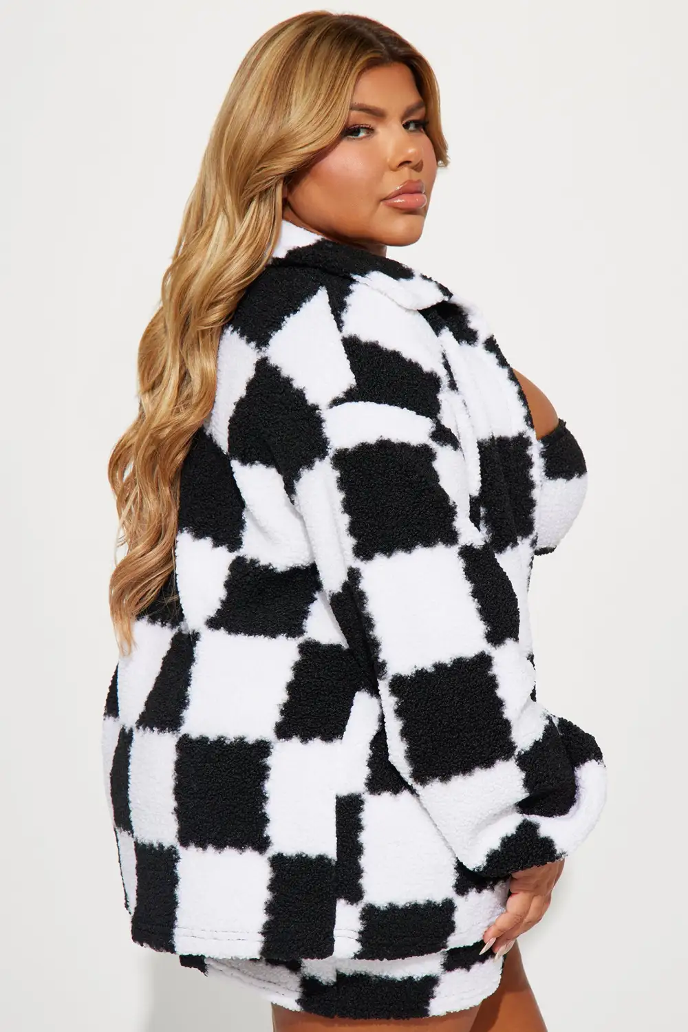 Checked Out Sherpa 3 Piece Skirt Set - Black/combo