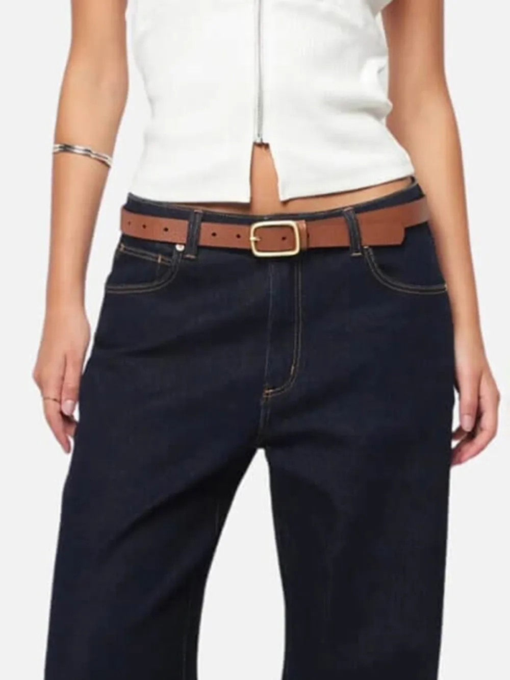 Rolled Mid-Waist Straght Jeans