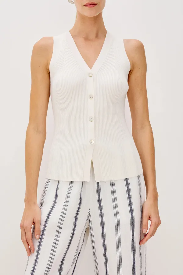 V-Neck Knitted Buttoned Vest