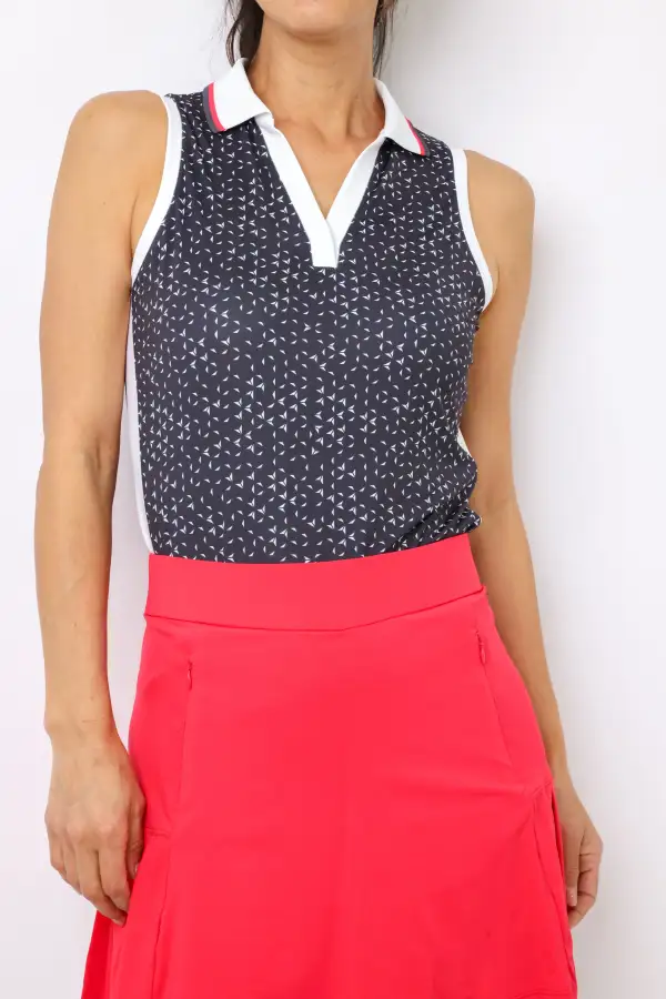 Collar Sleeveless Stripe Shirt