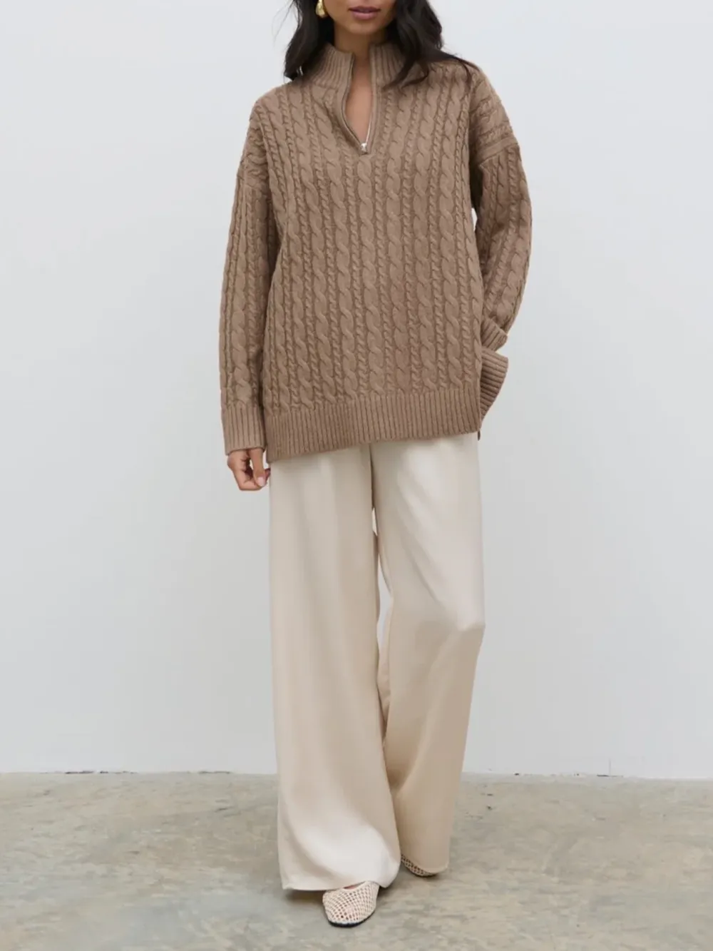 Zip Collared Knit Jumper