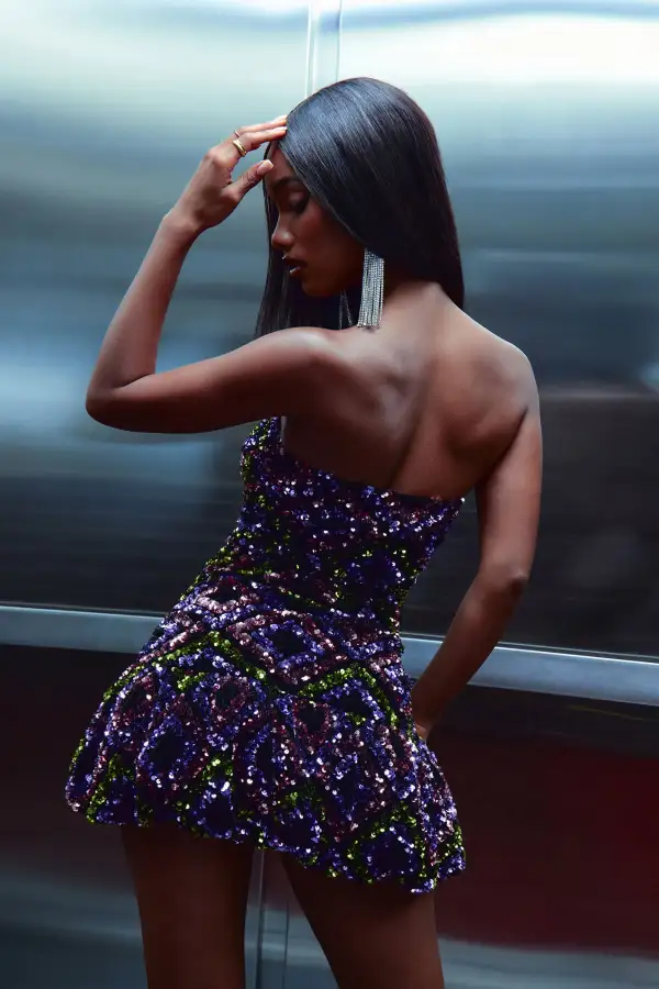Cleo Sequin Mini Dress - Purple/combo