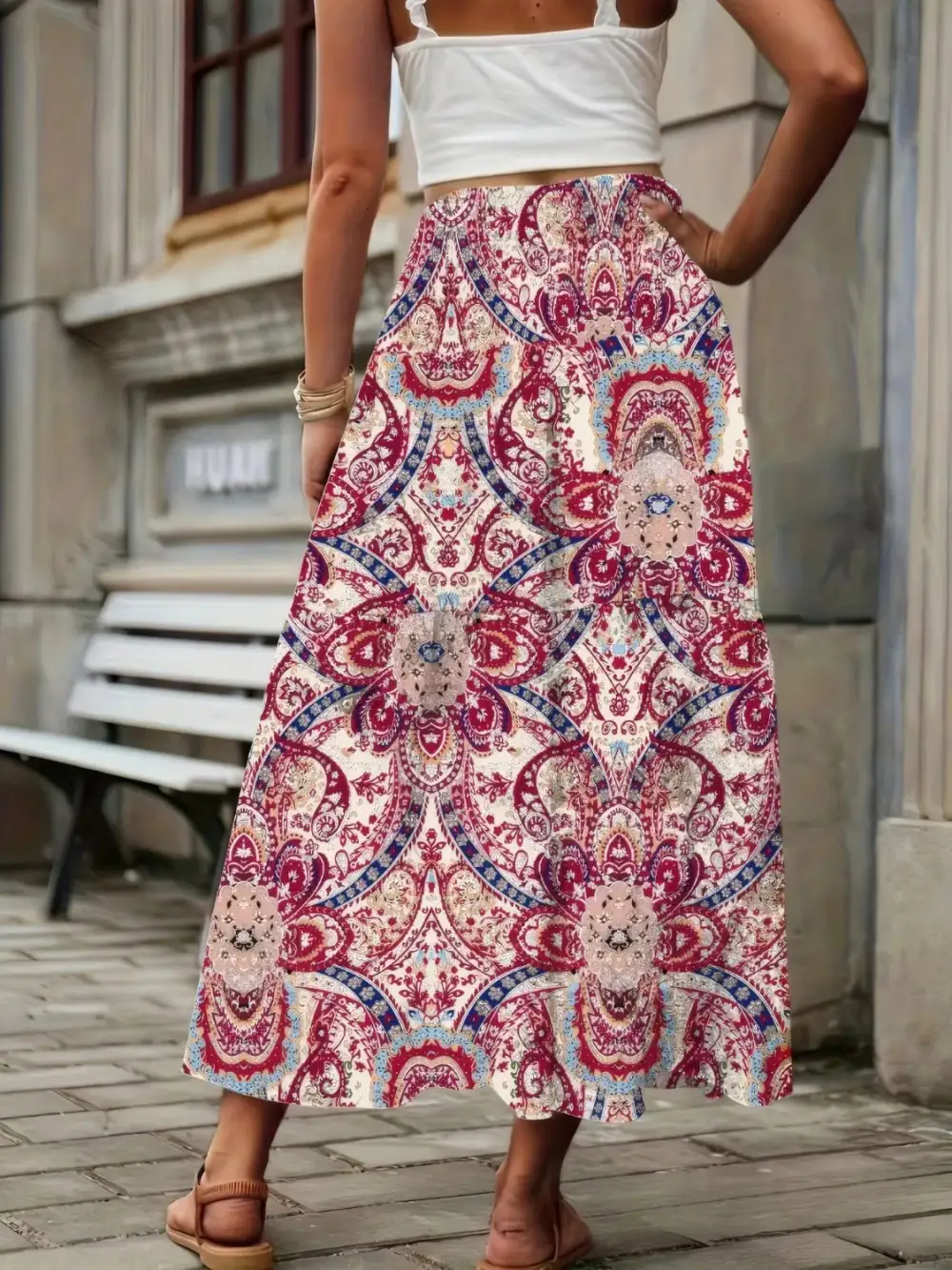 Smocked High Waist Skirt