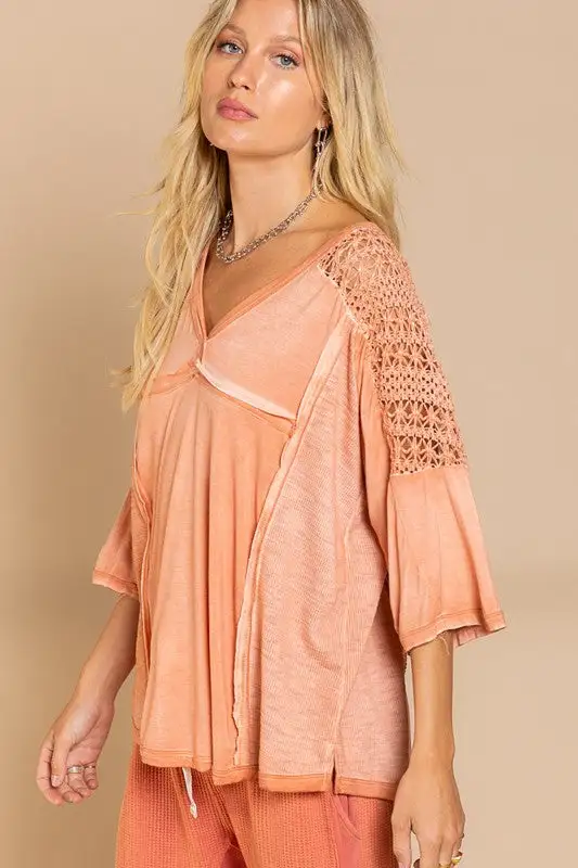 Feminine Boho Crochet Sleeve Top | URBAN ECHO SHOP