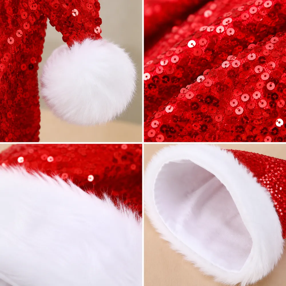 Christmas decorative hat, double-layered sequined hat, Shanghai-style beanie, extra thick long beanie, 32*45CM