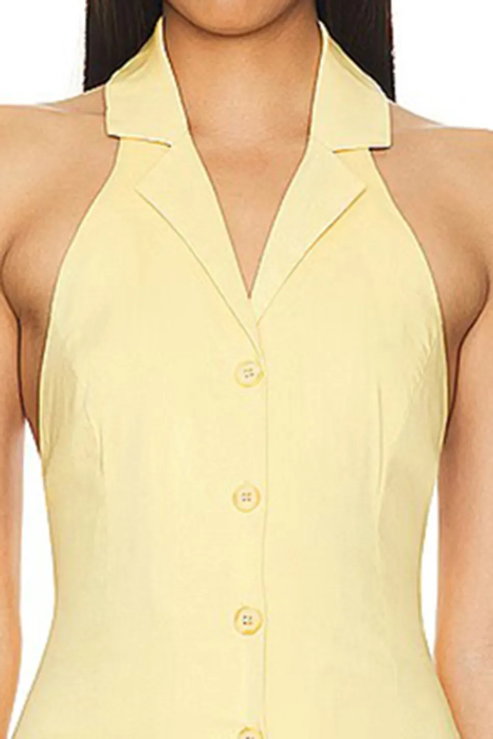 Button Down Mini Dress Yellow
