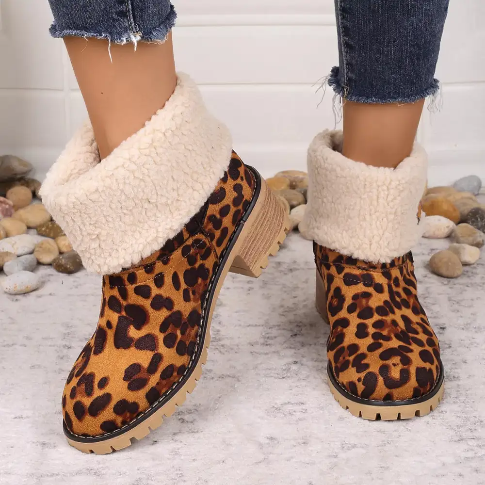 Print Plush Lined Boots