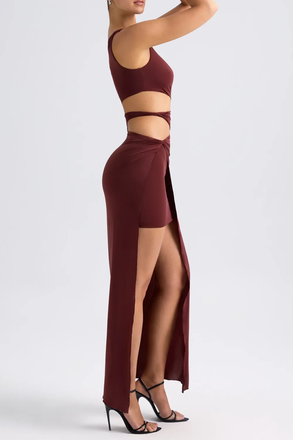 Lightweight One-Shoulder Twist Cutout Dress