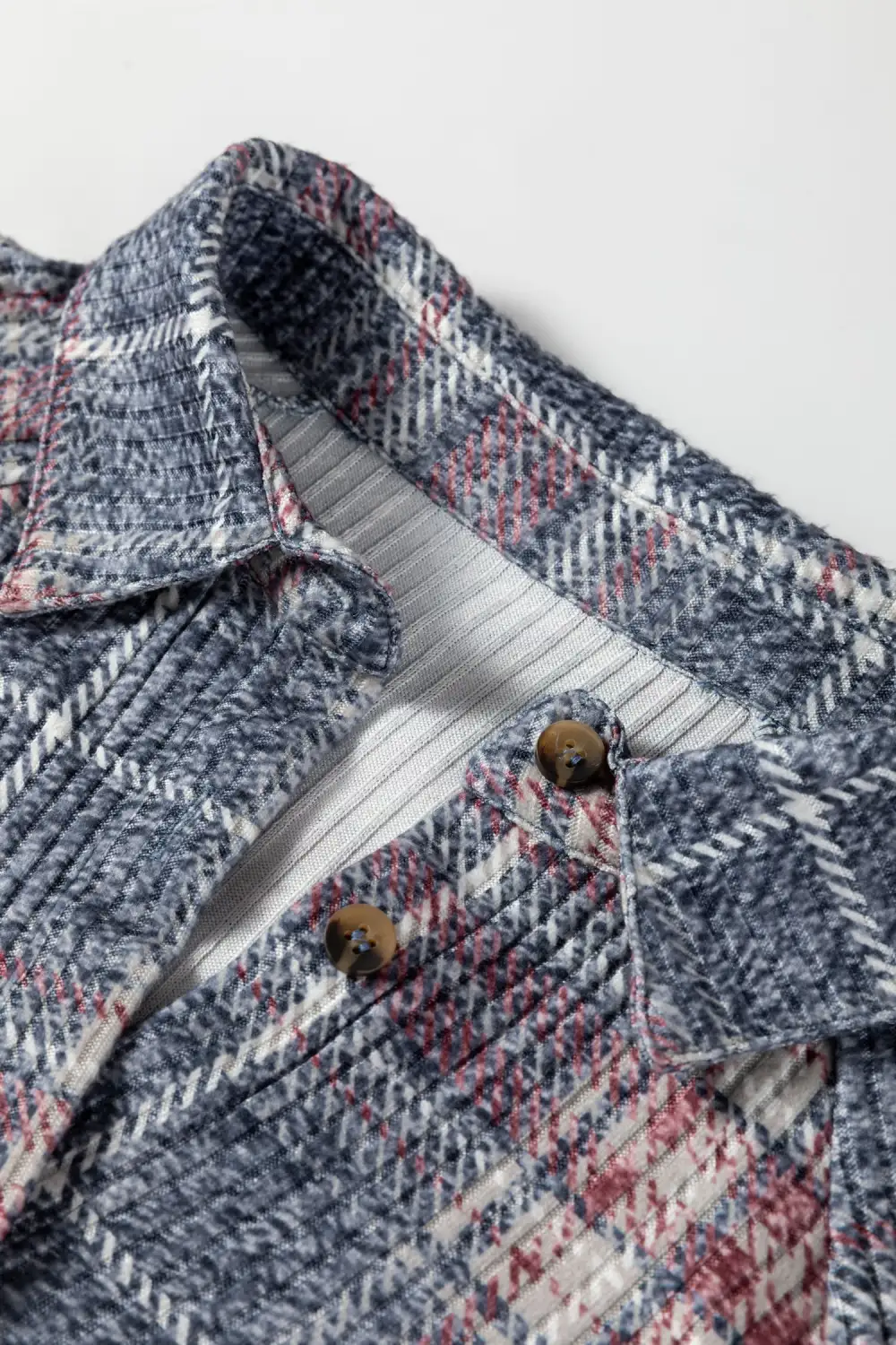 Plaid Textured Pocket Detail Shirt Blouse