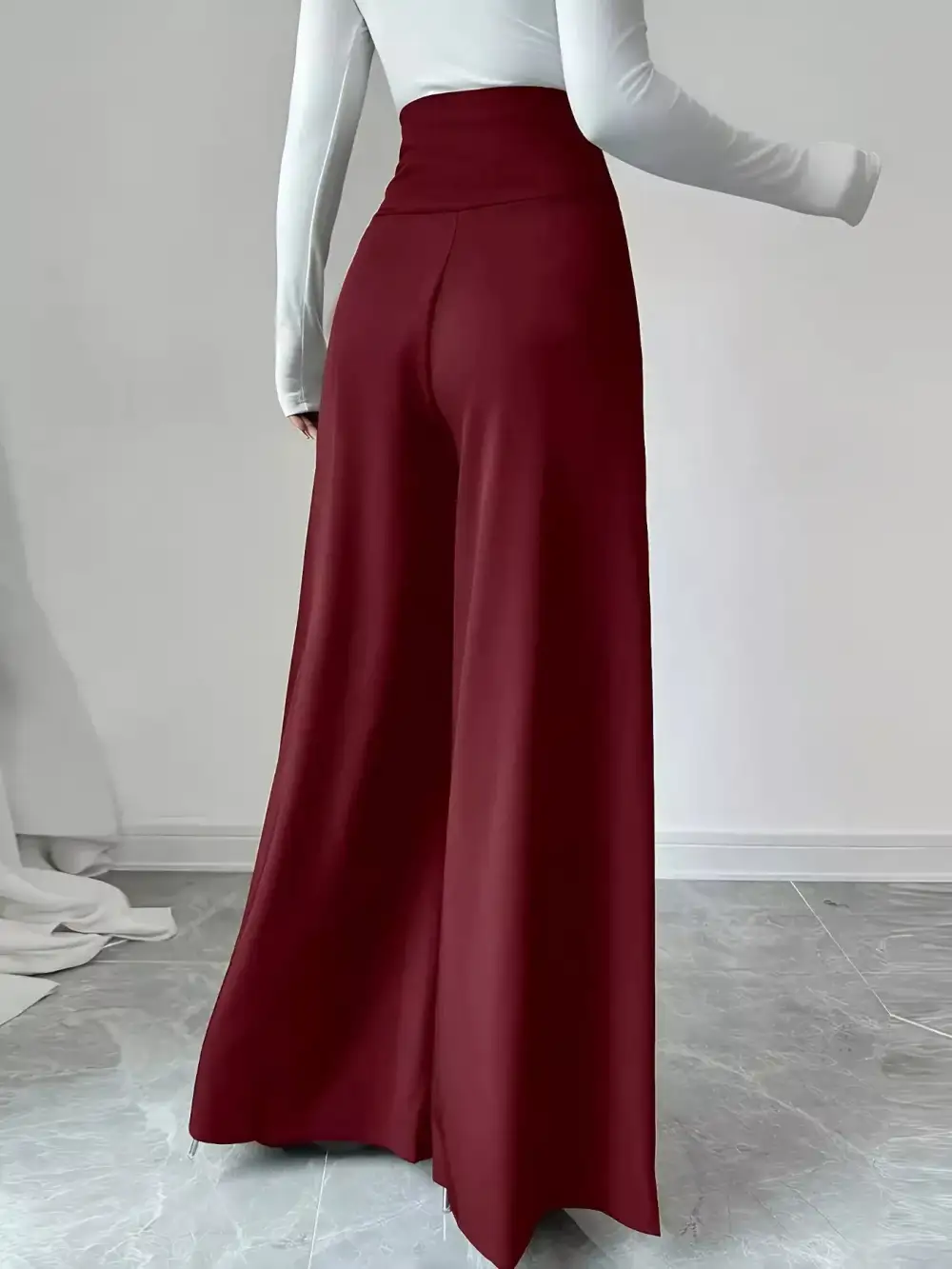 Everyday High Waist Wide Leg Button Decor Pants