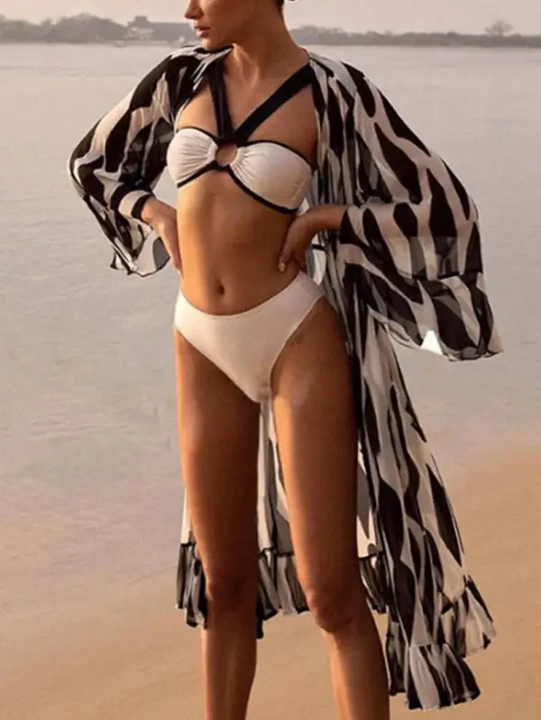 Chiffon Cover Up Bikini Set