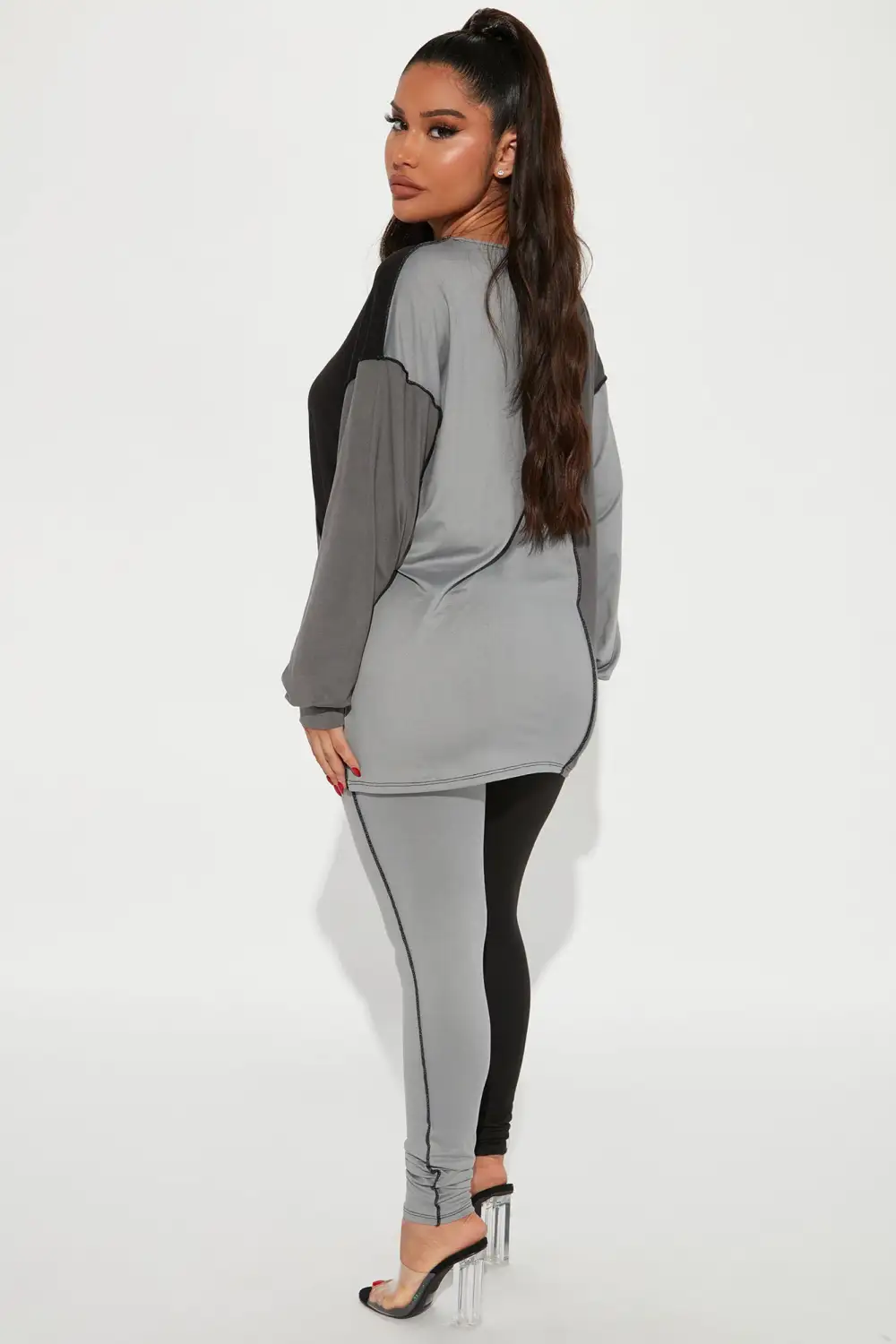 No Drama Colorblock Legging Set - Grey/combo