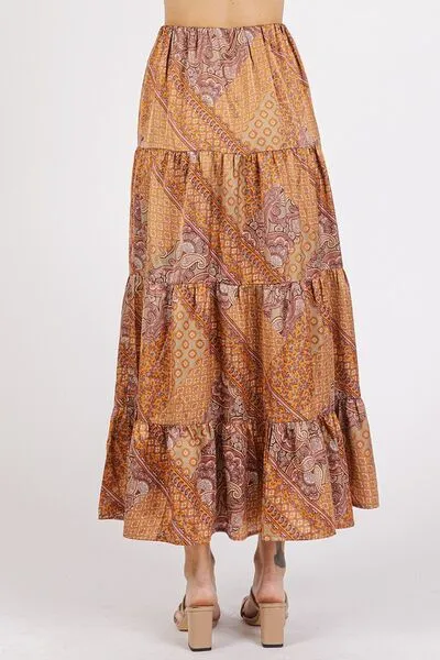 Paisley Patchwork Print Satin Skirt