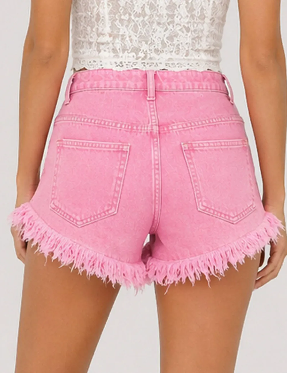 Pocket Frayed Denim Shorts