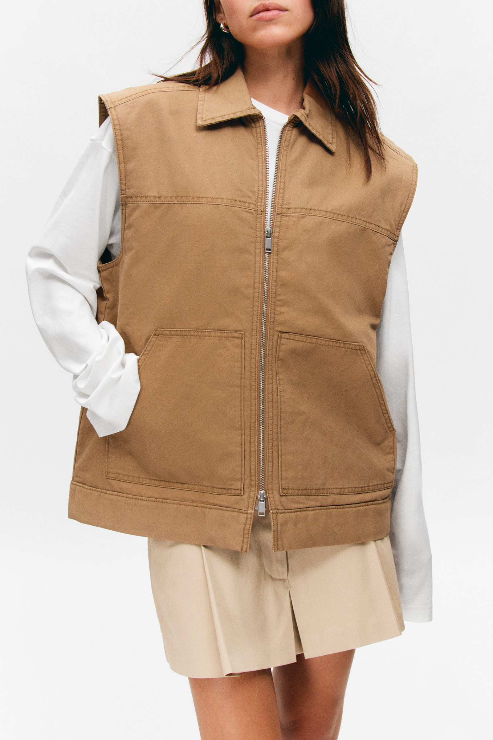 Pocketed Zip Up Vest