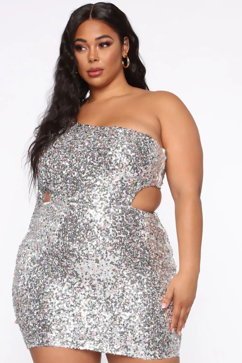 More Time To Shine Mini Dress - Silver/Multi
