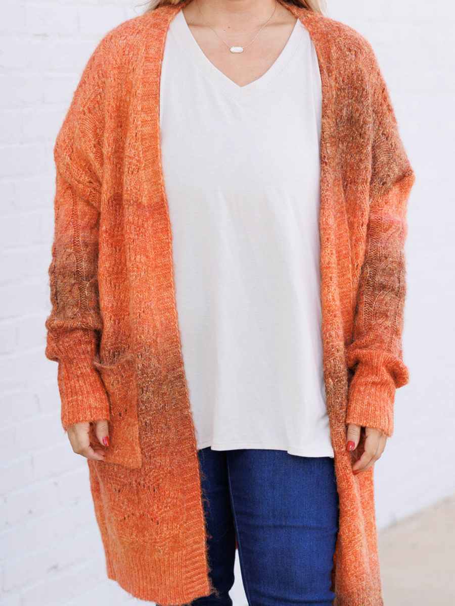 Orange gradient knitted cardigan