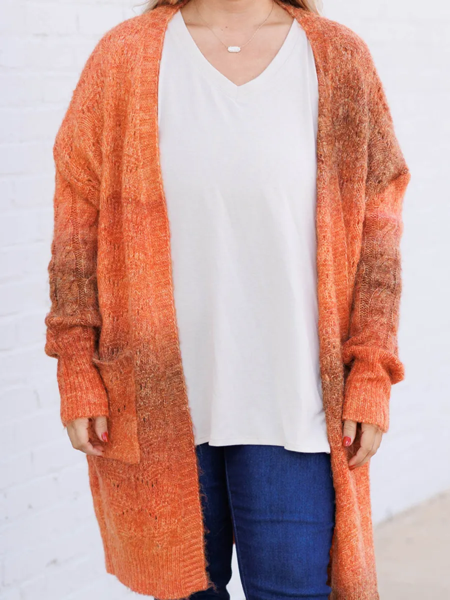 Orange Gradient Knitted Cardigan