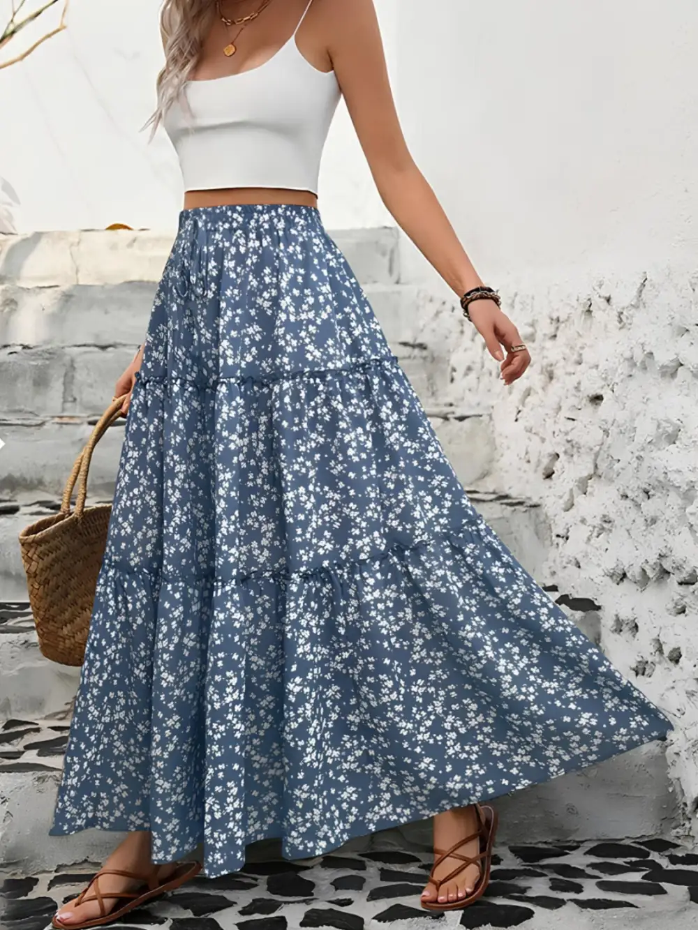 Tiered Floral Maxi So Skirt