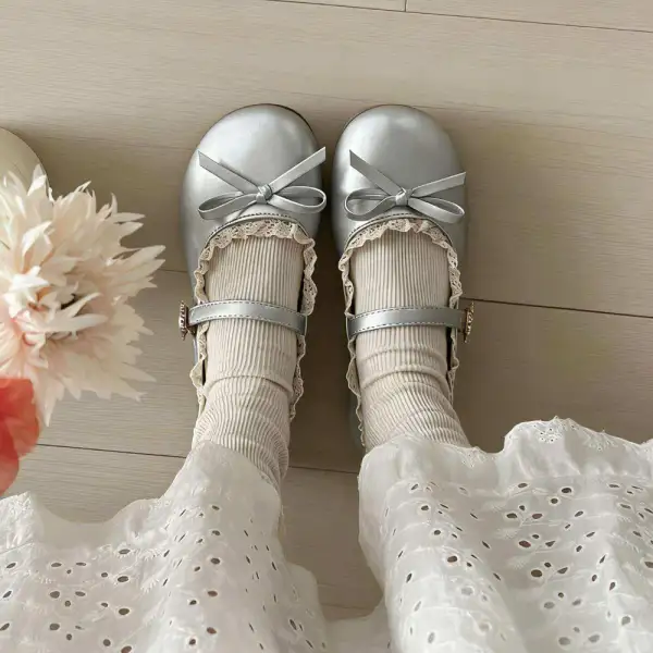 Pastel Dreams Lace Trim Mary Jane Flats